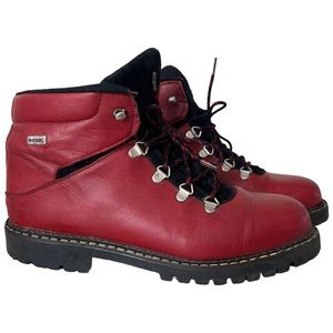 Sorel Red Leather Ankle Hiking Boots